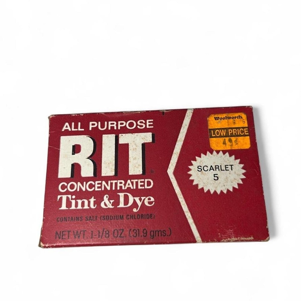 Vintage RIT Scarlet 5 Fabric Dye Woolworth Retro Complete Unused Box Collector's